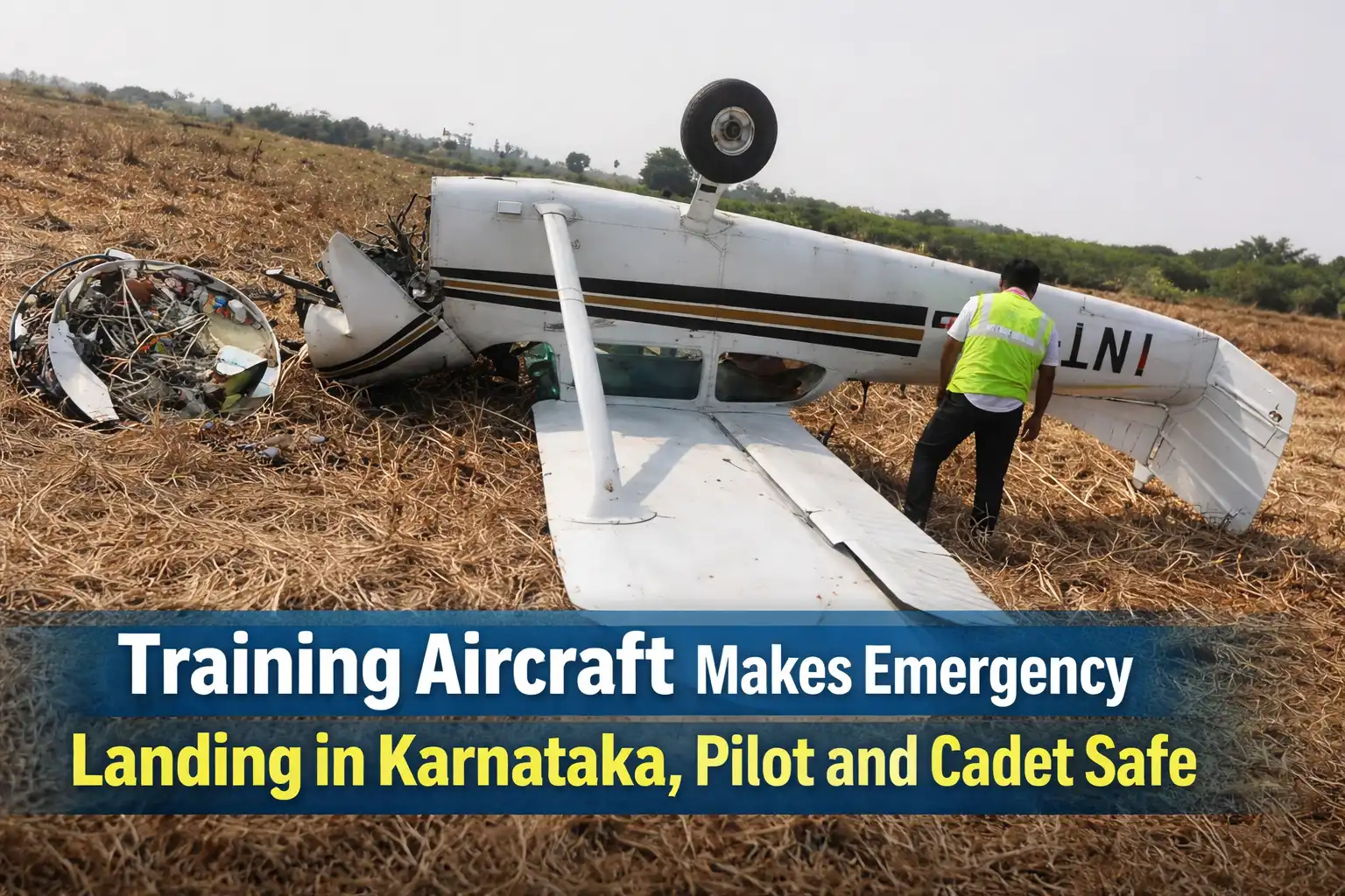AI-generated image of a training aircraft after an emergency landing in a field near Bagalkot, Karnataka