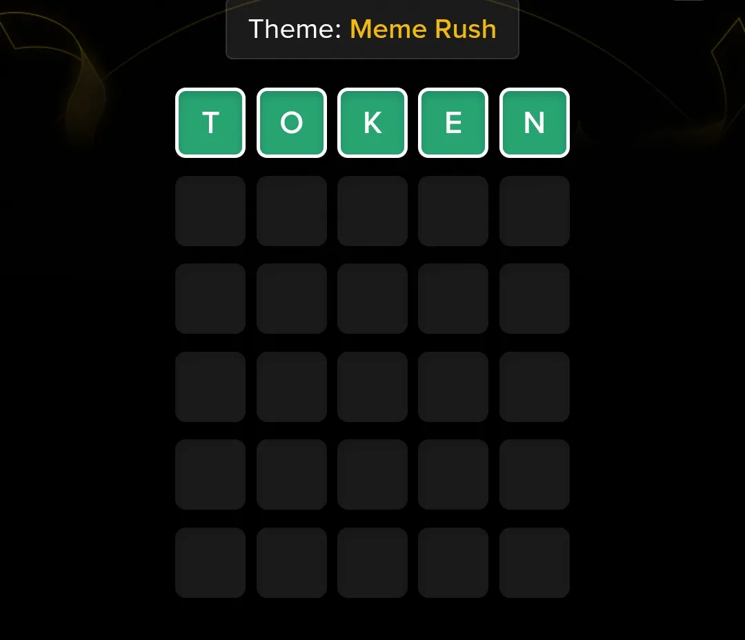 Binance WOTD Meme Rush Token answer 5 letter word February 2026
