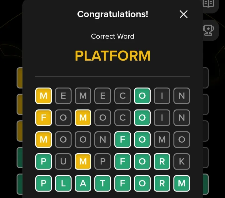 Binance WOTD Meme Rush Platform 8 letter answer February 2026