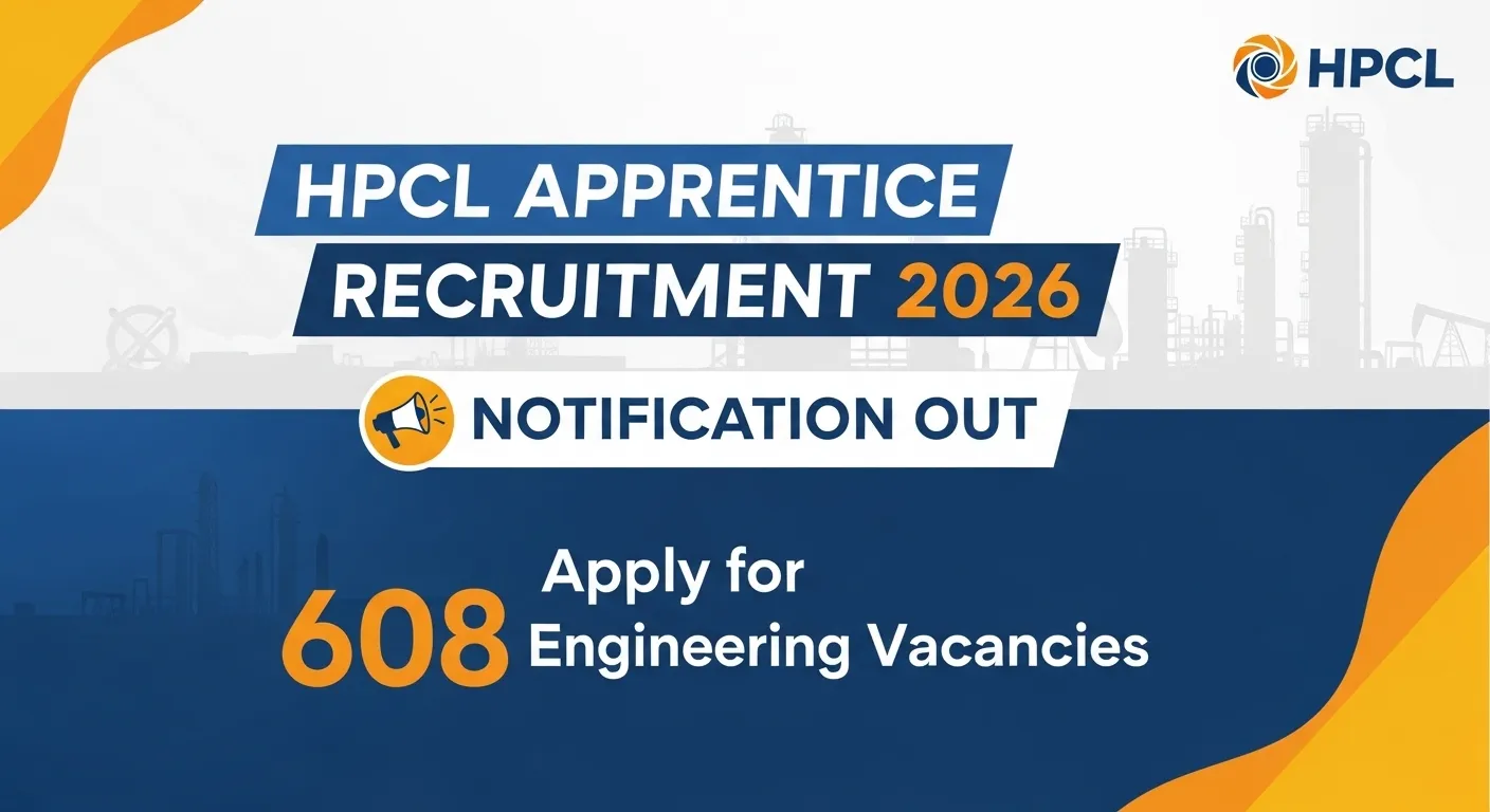HPCL Graduate Apprentice Recruitment 2026 notification for 608 engineering posts