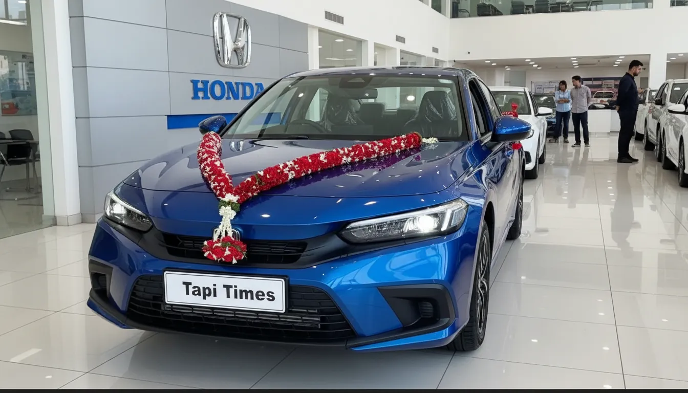Honda Civic 2026 premium sedan front view with sporty design, LED headlights and modern styling