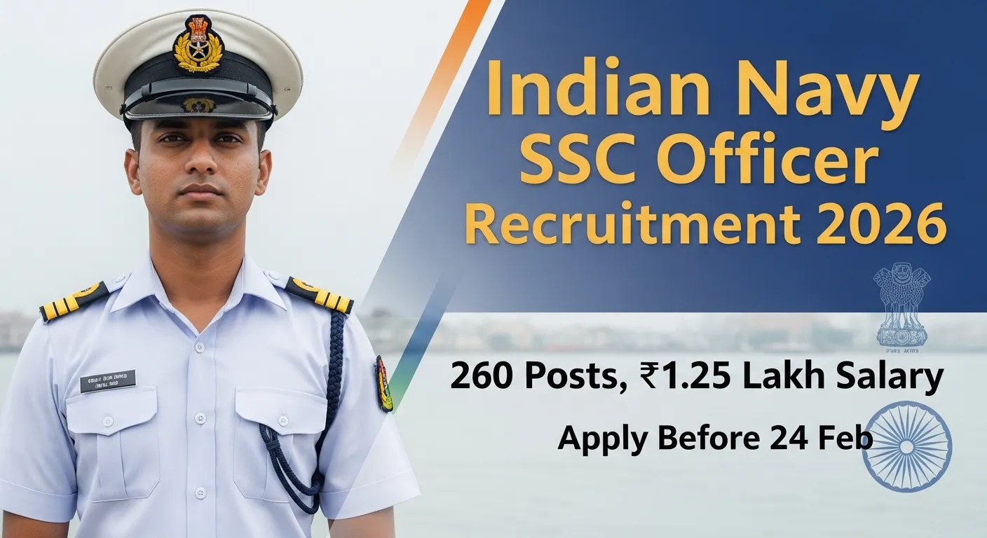 Indian Navy SSC Officer Recruitment 2026 notification for 260 posts released by Indian Navy