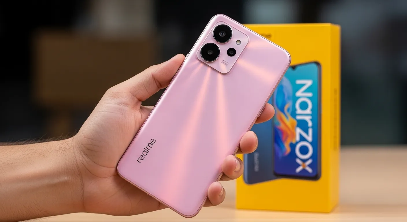 Realme Narzo 90X smartphone with 120Hz display and 50MP camera in premium design