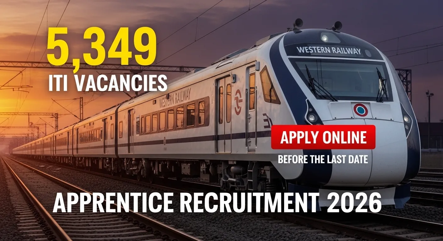 Western Railway Apprentice Recruitment 2026 notification showing 5,349 ITI apprentice vacancies released by Western Railway