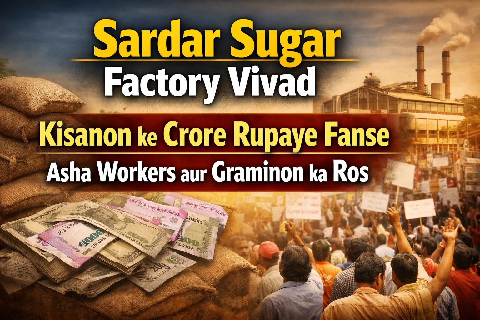 Sardar Sugar Factory Vivad Kisanon ke Crore Rupaye Fanse Asha Workers aur Graminon ka Ros