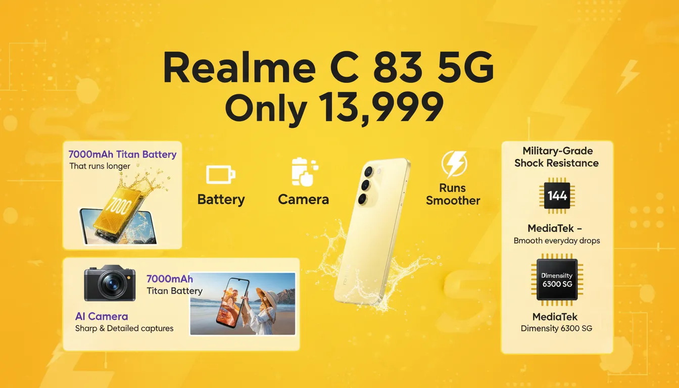 Realme C83 5G budget smartphone featuring 144Hz display and 7000mAh battery