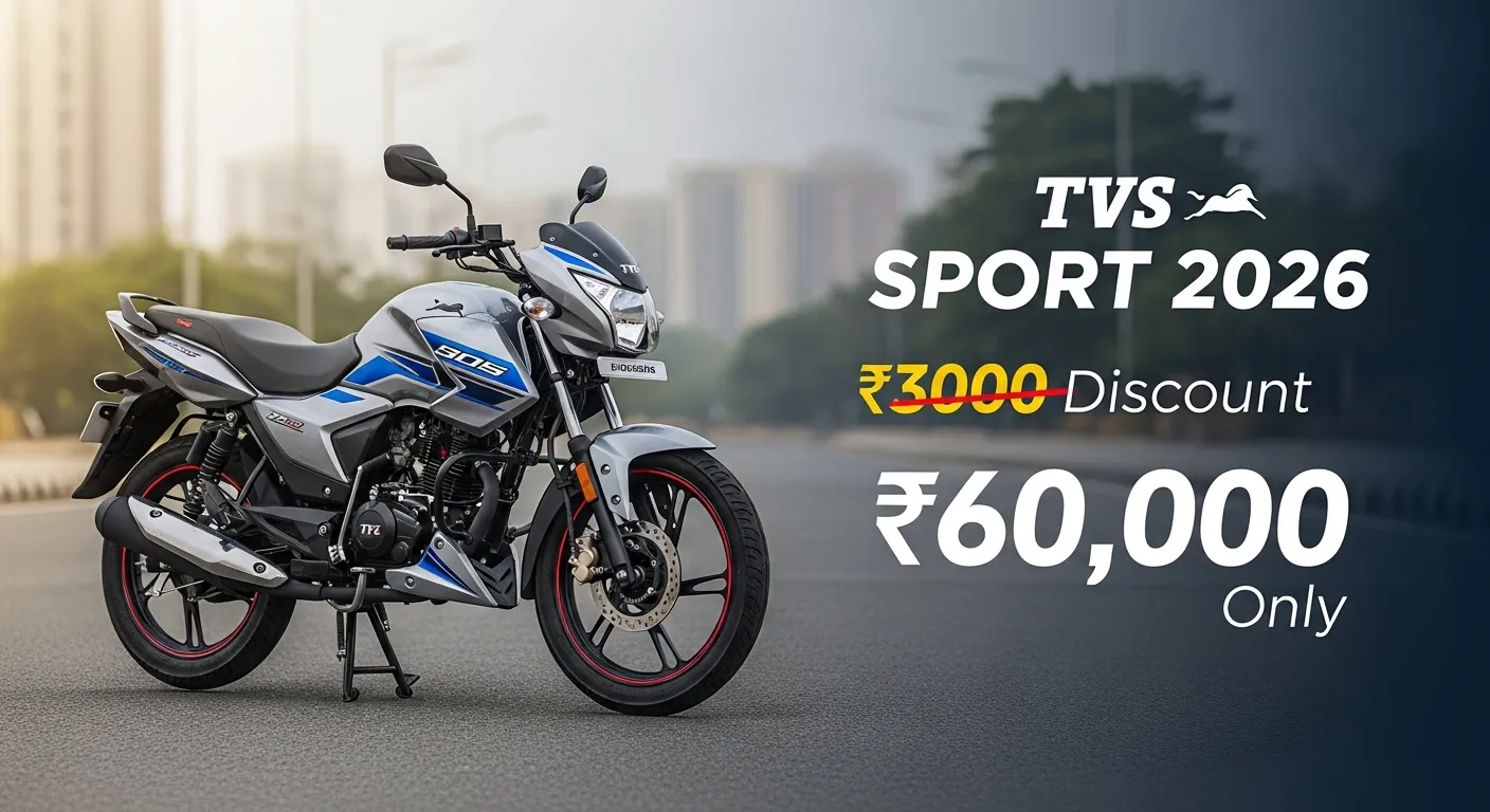 TVS Sport bike price discount 3000 offer mileage 75km India