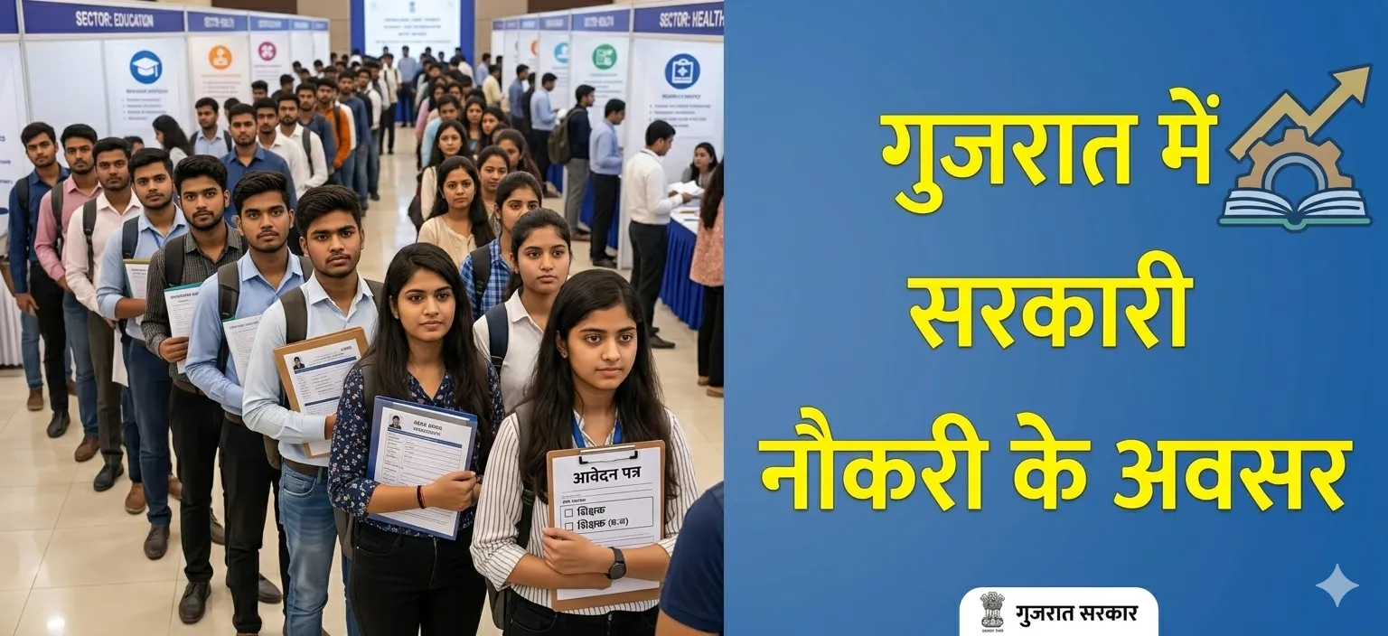 गुजरात सरकारी भर्ती 2026 के लिए तैयारी करते युवा, सरकारी नौकरी के लिए आवेदन प्रक्रिया