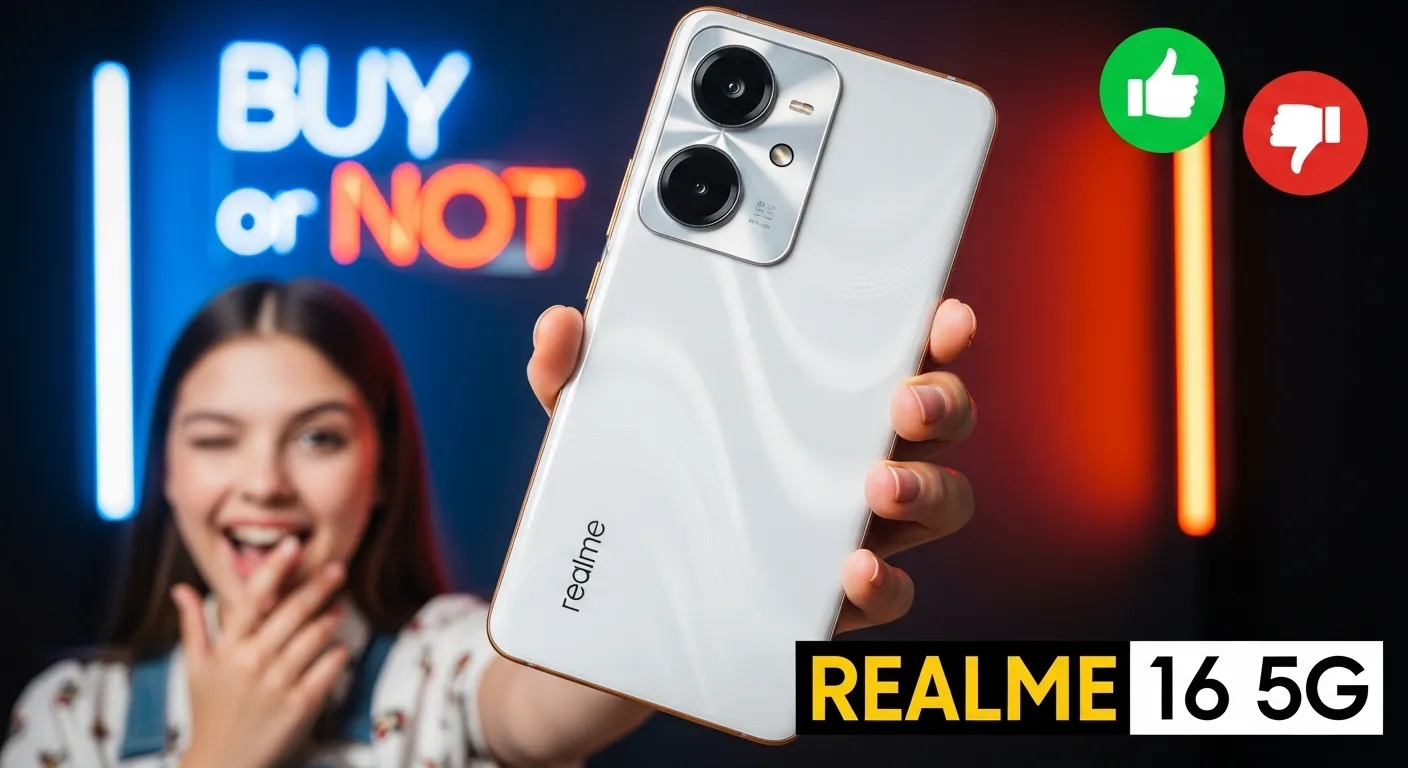 Realme 16 5G smartphone with 7000mAh battery and selfie mirror feature
