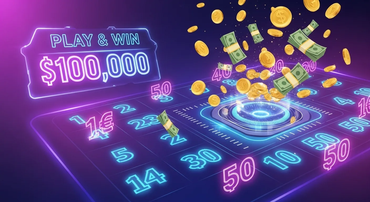 Zultiball lottery game interface showing number selection and jackpot winning concept