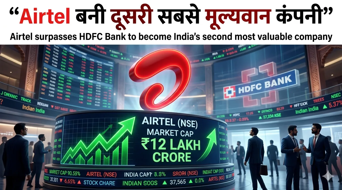 Airtel बनी देश की दूसरी सबसे मूल्यवान कंपनी, Market Cap ₹12 लाख करोड़ के करीब पहुंचा
