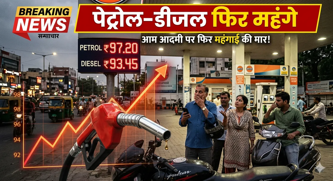 भारत में पेट्रोल और डीजल की बढ़ी हुई कीमतों का दृश्य