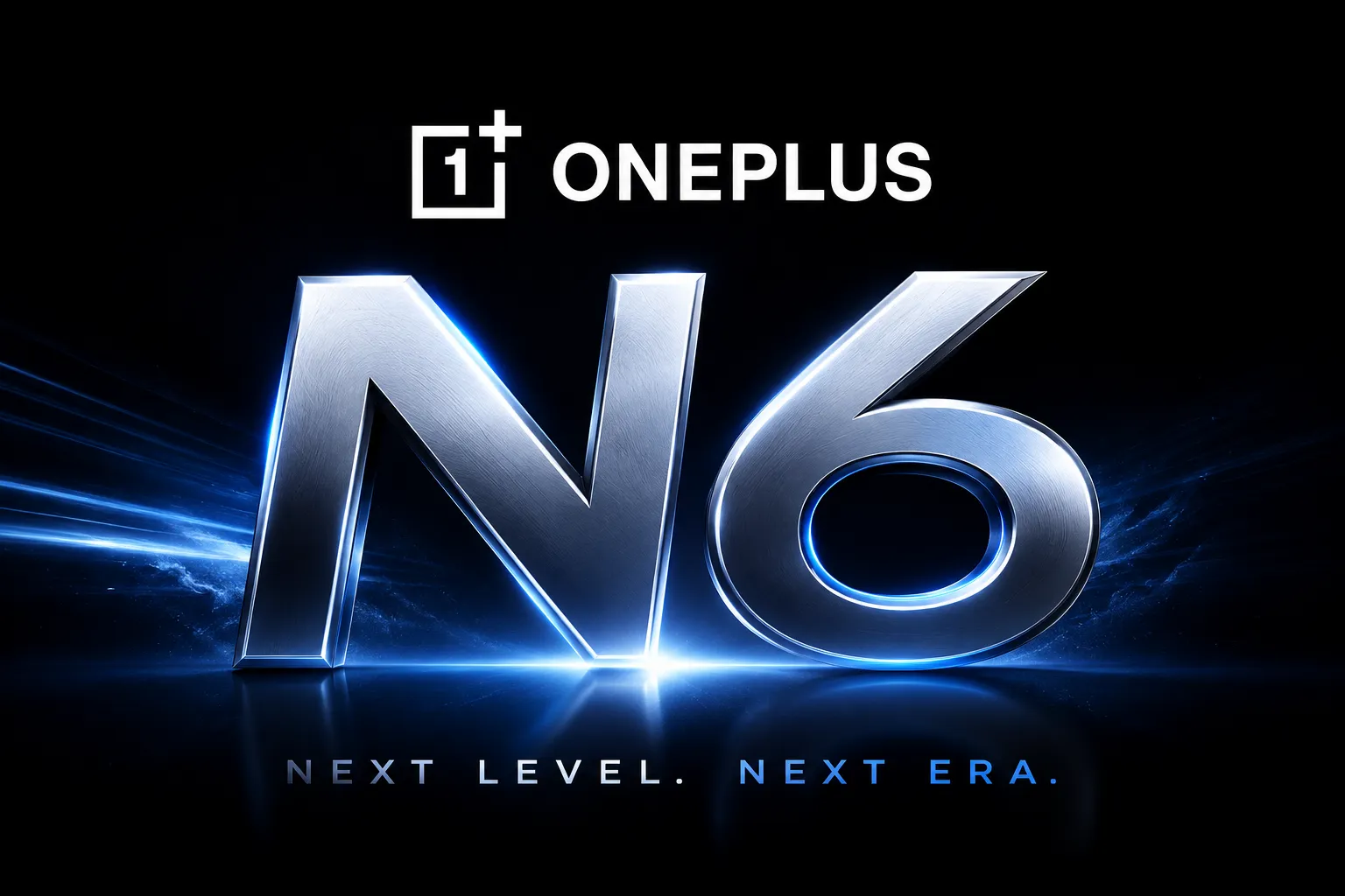 OnePlus N6 smartphone features 8000mAh battery, 120Hz AMOLED display, 50MP camera, and vapor chamber cooling system shown in promotional poster design.